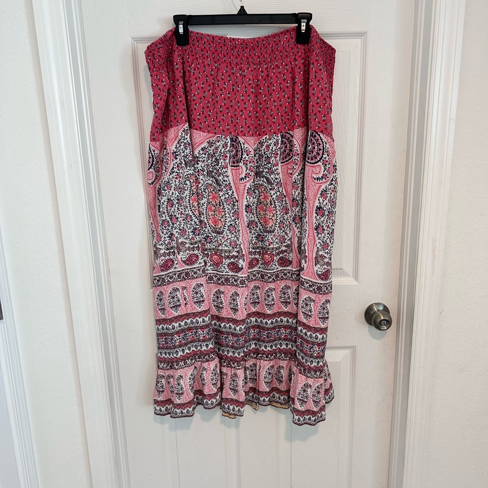Liz Claiborne Pink Paisley Tiered Maxi Skirt Size XL